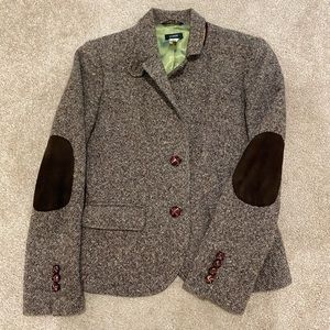 SOLD: J. Crew Tweed Blazer in John Handy Irish Wool + Elbow Patches Brown in 2P